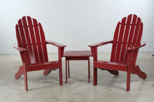 Load image into Gallery viewer, Pair of Red Adirondack Outdoor Chairs with Matching Side Table
