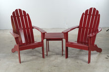 Load image into Gallery viewer, Pair of Red Adirondack Outdoor Chairs with Matching Side Table
