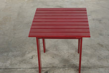 Load image into Gallery viewer, Pair of Red Adirondack Outdoor Chairs with Matching Side Table
