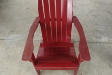 Load image into Gallery viewer, Pair of Red Adirondack Outdoor Chairs with Matching Side Table
