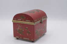 Load image into Gallery viewer, Vintage Lady Buxton London Chinoiserie Red Metal Jewelry Box Mirror
