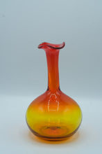 Load image into Gallery viewer, Murano-Style Art Glass Vase, Amber to Red Cased Glass, Ruffled Rim
