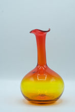 Load image into Gallery viewer, Murano-Style Art Glass Vase, Amber to Red Cased Glass, Ruffled Rim
