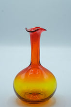 Load image into Gallery viewer, Murano-Style Art Glass Vase, Amber to Red Cased Glass, Ruffled Rim
