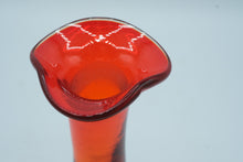 Load image into Gallery viewer, Murano-Style Art Glass Vase, Amber to Red Cased Glass, Ruffled Rim
