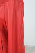 Load image into Gallery viewer, Cole Haan Red Lambskin Leather Moto Jacket Womens Medium
