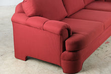 Load image into Gallery viewer, Red Upholstered Three-Seat Sofa with Rolled Arms
