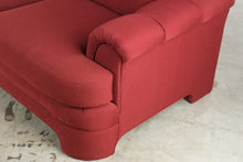 Load image into Gallery viewer, Red Upholstered Three-Seat Sofa with Rolled Arms
