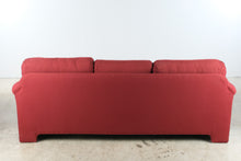 Load image into Gallery viewer, Red Upholstered Three-Seat Sofa with Rolled Arms
