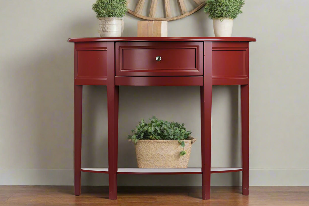 Red Demi Lune Console Table