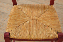 Load image into Gallery viewer, Italian Ladder Back Dining Chairs Red Wood Rush Seat Set of 2
