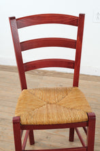 Load image into Gallery viewer, Italian Ladder Back Dining Chairs Red Wood Rush Seat Set of 2

