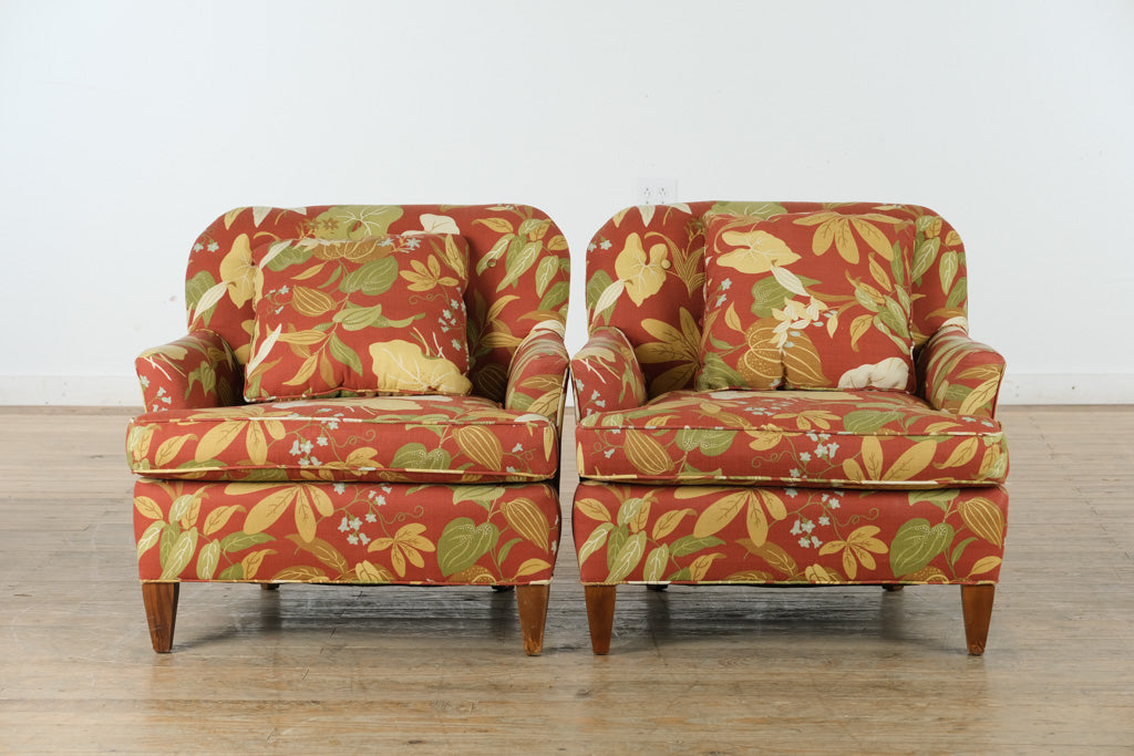 Pair of of Fairfield Botanical Arm Chairs