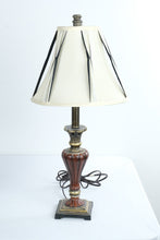 Load image into Gallery viewer, Traditional Bronze and Mahogany Table Lamp with Designer Shade 12 Inch
