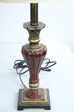 Load image into Gallery viewer, Traditional Bronze and Mahogany Table Lamp with Designer Shade 12 Inch
