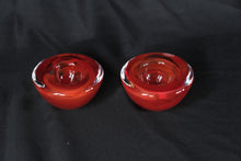 Load image into Gallery viewer, Kosta Boda Red Art Glass Votive Candle Holders Set of 2 Swedish Crystal

