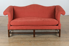 Load image into Gallery viewer, Elegant Rolled Arm Red Loveseat / Small Sofa with Fringe Accent Pillows – 72” Wide

