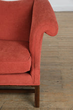 Load image into Gallery viewer, Elegant Rolled Arm Red Loveseat / Small Sofa with Fringe Accent Pillows – 72” Wide
