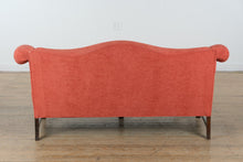Load image into Gallery viewer, Elegant Rolled Arm Red Loveseat / Small Sofa with Fringe Accent Pillows – 72” Wide
