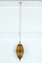 Load image into Gallery viewer, Vintage Moroccan Style Hanging Lantern Amber Red Stained Glass Pull Chain Lamp
