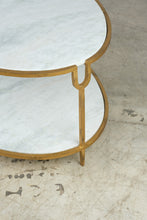 Load image into Gallery viewer, Global Views Iron and Stone Oval Two-Tier Coffee Table in Gold Finish
