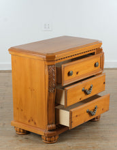 Load image into Gallery viewer, Oversized Pine Nightstand with Carved Details
