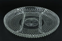 Load image into Gallery viewer, Clear Pressed Glass Divided Relish Tray – 12&quot; Round Serving Dish
