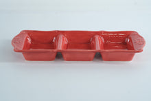 Load image into Gallery viewer, Red Ceramic 3-Section Serving Tray – HOME Brand
