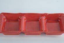 Load image into Gallery viewer, Red Ceramic 3-Section Serving Tray – HOME Brand
