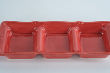 Load image into Gallery viewer, Red Ceramic 3-Section Serving Tray – HOME Brand
