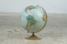 Load image into Gallery viewer, Vintage Replogle Land and Sea 12 Inch Globe Raised Relief MCM Metal Stand USA
