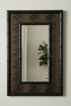 Load image into Gallery viewer, Faux Bamboo Wall Mirror Snake Pattern Black Frame Palm Beach Style 24x36
