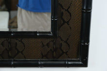 Load image into Gallery viewer, Faux Bamboo Wall Mirror Snake Pattern Black Frame Palm Beach Style 24x36
