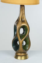 Load image into Gallery viewer, Vintage Mid Century Modern Abstract Ceramic Table Lamp Green Blue Gold 43 Inch
