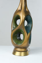 Load image into Gallery viewer, Vintage Mid Century Modern Abstract Ceramic Table Lamp Green Blue Gold 43 Inch
