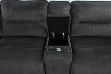 Load image into Gallery viewer, Havertys Reynolds Charcoal Power Reclining Sectional Sofa with Console Storage and Cup Holders
