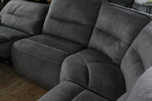 Load image into Gallery viewer, Havertys Reynolds Charcoal Power Reclining Sectional Sofa with Console Storage and Cup Holders
