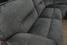 Load image into Gallery viewer, Havertys Reynolds Charcoal Power Reclining Sectional Sofa with Console Storage and Cup Holders
