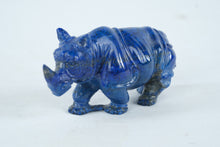 Load image into Gallery viewer, Carved Lapis Lazuli Rhinoceros Figurine Miniature Stone Animal
