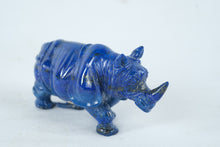 Load image into Gallery viewer, Carved Lapis Lazuli Rhinoceros Figurine Miniature Stone Animal
