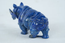 Load image into Gallery viewer, Carved Lapis Lazuli Rhinoceros Figurine Miniature Stone Animal
