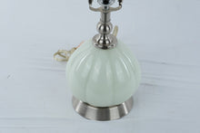 Load image into Gallery viewer, Mint Green Ribbed Glass Table Lamp Brushed Nickel Base 18 Inch

