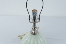Load image into Gallery viewer, Mint Green Ribbed Glass Table Lamp Brushed Nickel Base 18 Inch
