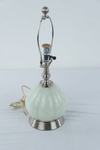 Load image into Gallery viewer, Mint Green Ribbed Glass Table Lamp Brushed Nickel Base 18 Inch
