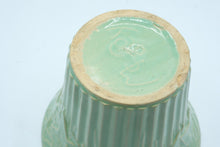 Load image into Gallery viewer, Vintage Celadon Green Art Pottery Planter Floral Relief Ribbed 8 Inch
