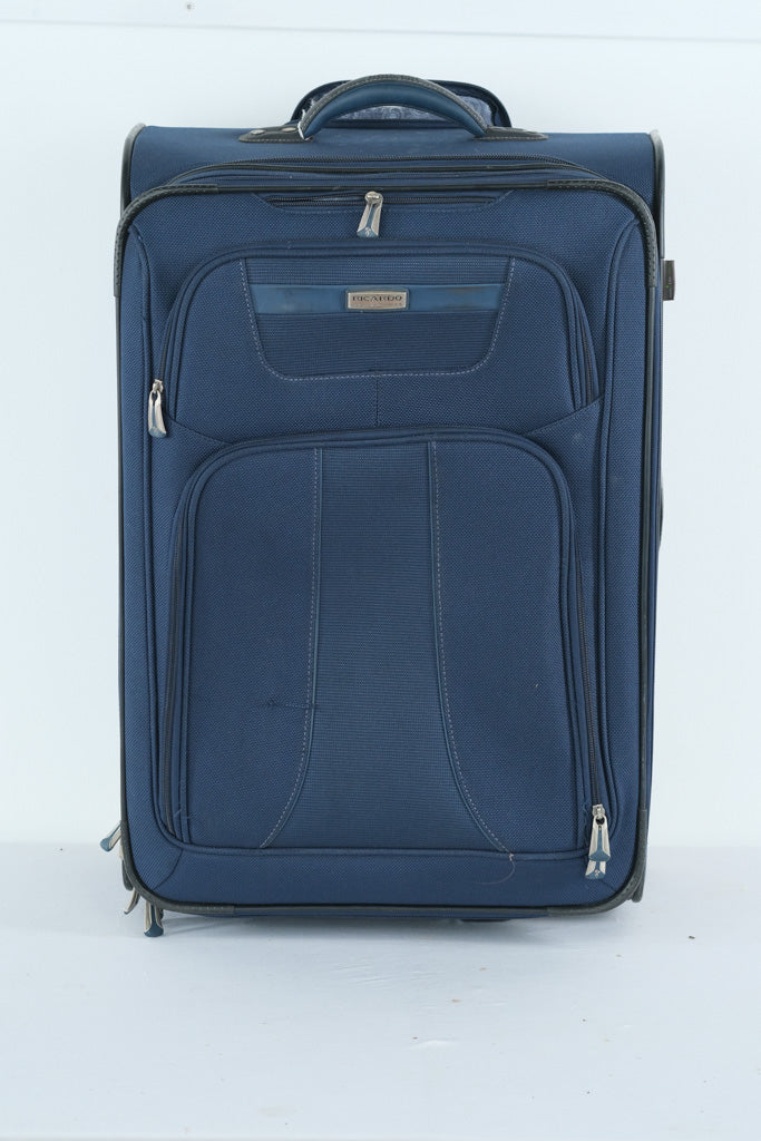 Ricardo Beverly Hills Wheeled Upright Suitcase – Navy Blue 24” Softside Luggage with Telescoping Handle