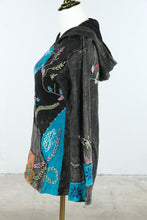 Load image into Gallery viewer, Rising International Black Embroidered Patchwork Boho Zip Hoodie Jacket Small
