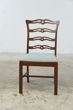 Load image into Gallery viewer, Vintage Wood Ribbon Back Dining Chair with Green Upholstered Seat
