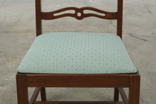 Load image into Gallery viewer, Vintage Wood Ribbon Back Dining Chair with Green Upholstered Seat
