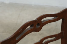 Load image into Gallery viewer, Vintage Wood Ribbon Back Dining Chair with Green Upholstered Seat
